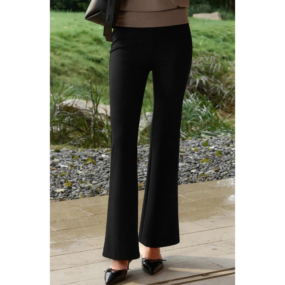 OGL Slimming Ponte High Rise Pull-On Pants Flare Navy M Medium Petite New - Picture 8 of 8